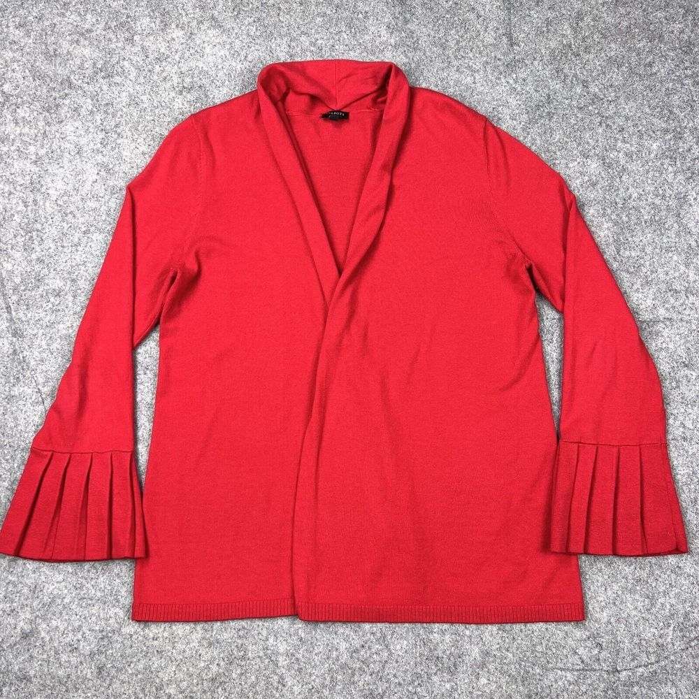 Talbots Red Open Front Cardigan